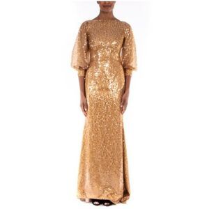 Badgley Mischka Golden Sequin Formal Gown size 0 NWT